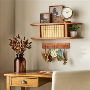 42” Rounded Edge Two Tier Wood Shelf Brown - Hearth & Hand™ with Magnolia